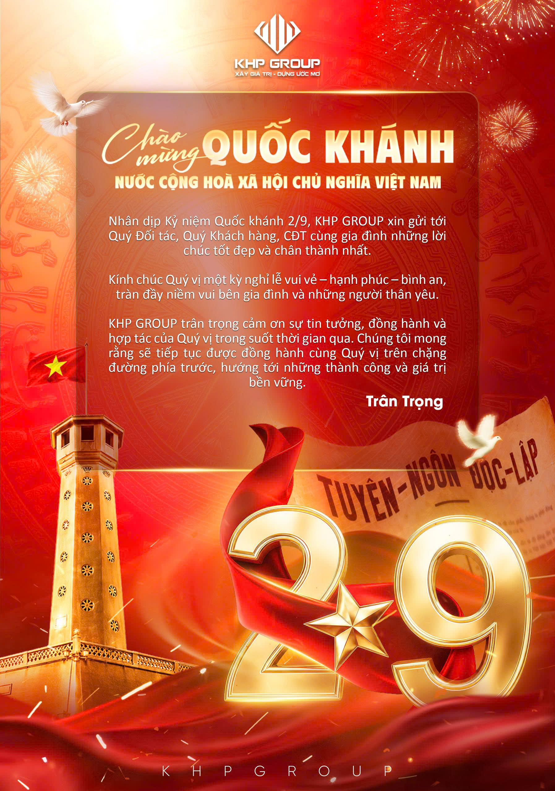 KHP GROUP chào mừng Quốc khánh 2/9/2026