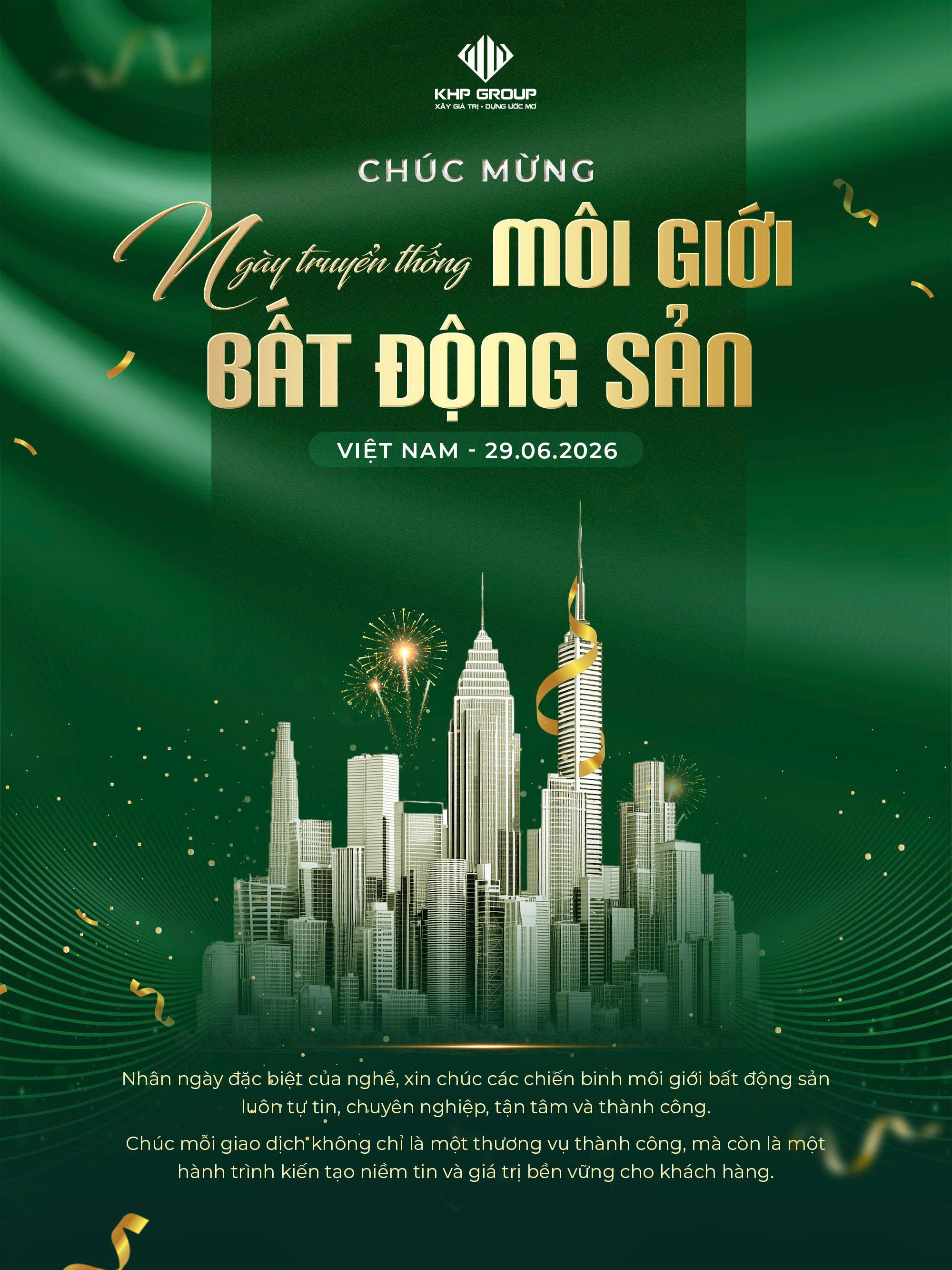KHP Group chúc mừng Ngày Truyền thống Môi giới Bất động sản Việt Nam 29/06/2026